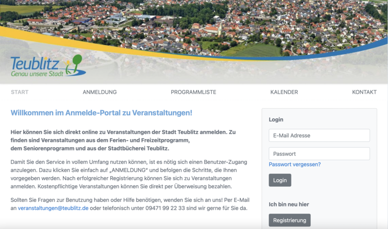 Anmelde-Portal für städtische Veranstaltungen